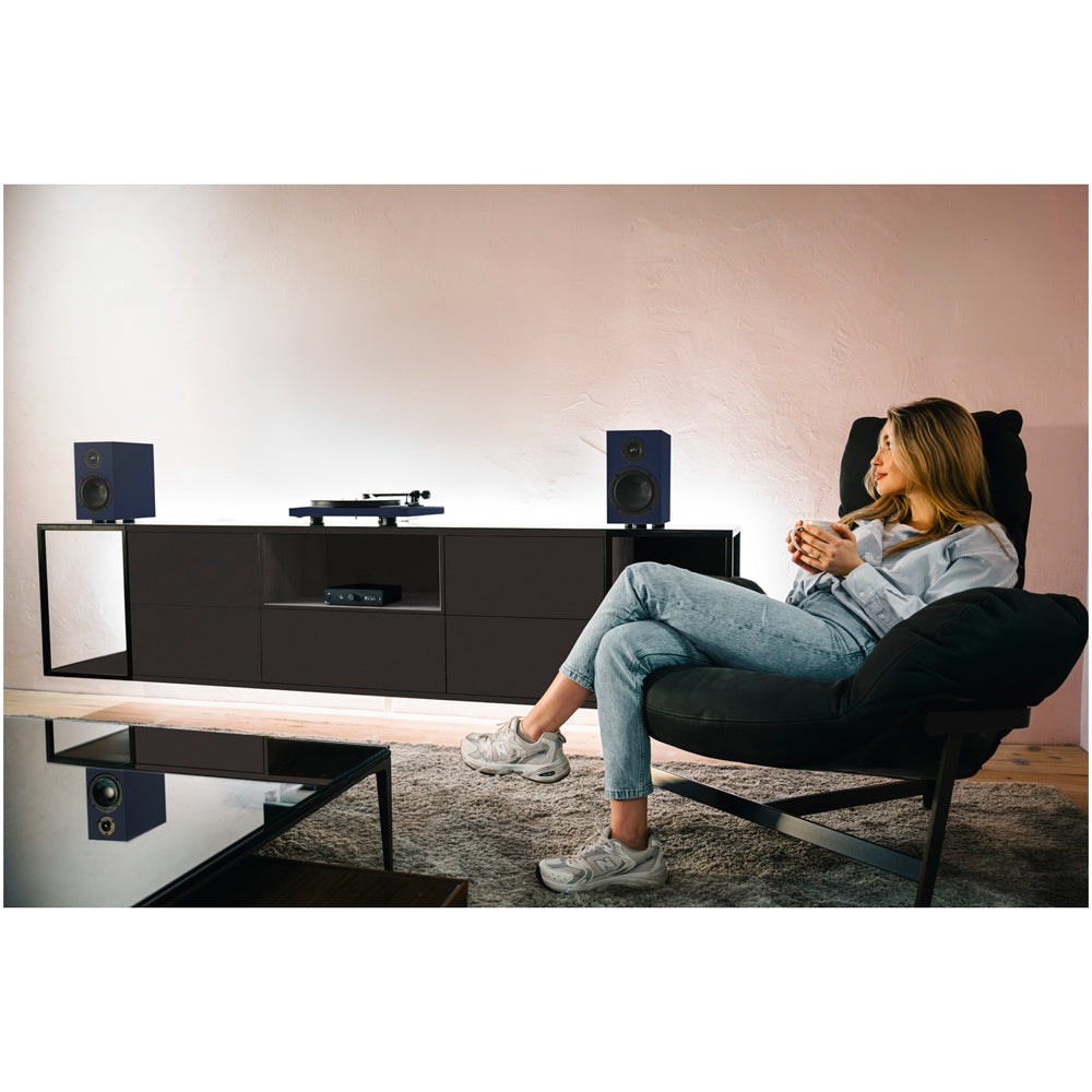 Pro-Ject Colourful Audio System 2 with Debut EVO 2 Turntable MaiA S3 Amplifier and Speaker Box 5 S2 Speakers - Satin Steel Blue