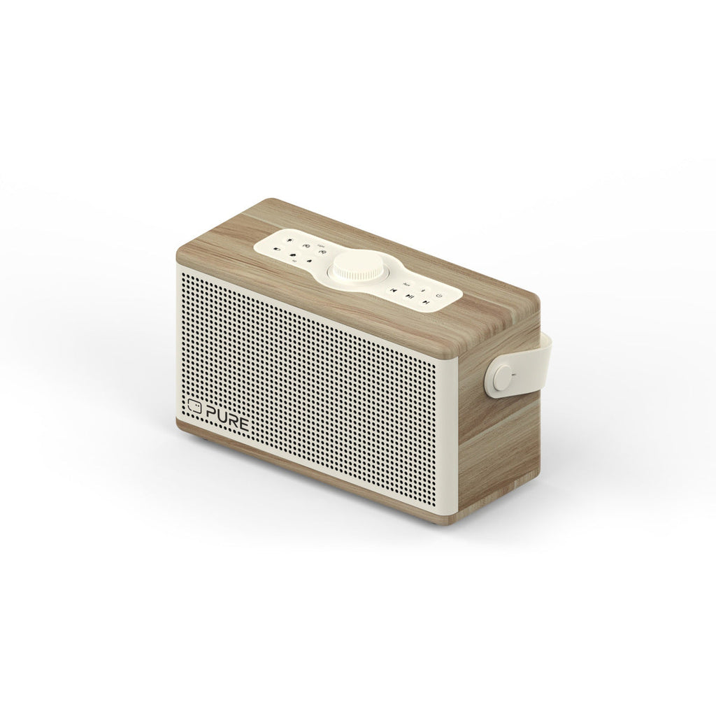 Pure Classic Aura Portable Bluetooth Speaker with Ambient Lighting - Cotton White Oak