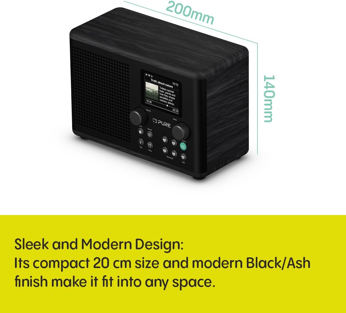 Pure Classic H4i Compact DAB+ FM Internet Radio with Bluetooth - Black