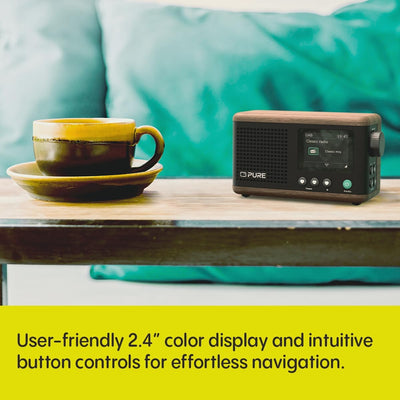 Pure Classic Mini Dab+ FM The Charming Portable Bluetooth Digital Radio - Coffee Black Walnut