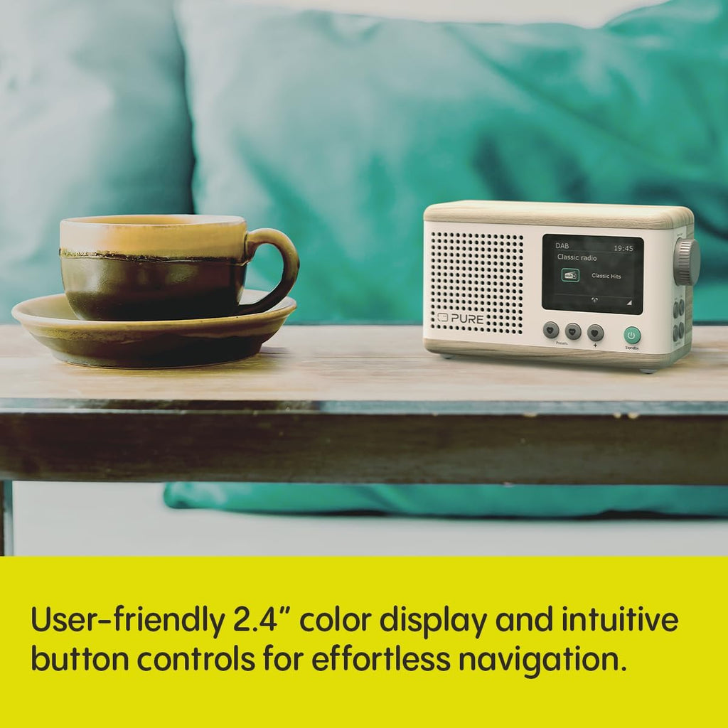 Pure Classic Mini Dab+ FM The Charming Portable Bluetooth Digital Radio - Cotton White Oak
