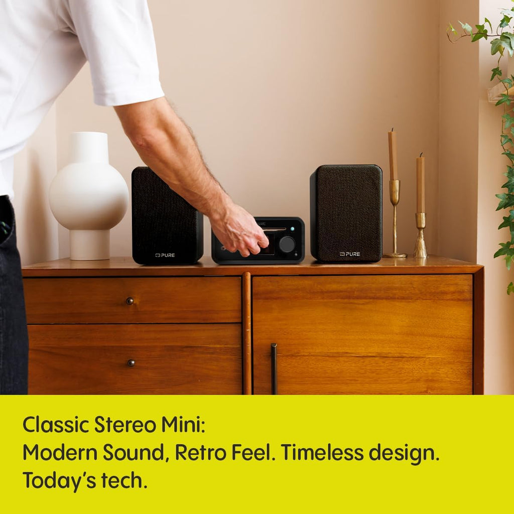 Pure Classic Stereo Mini DAB DAB+ FM Radio with Bluetooth CD Player Micro Stereo System Black
