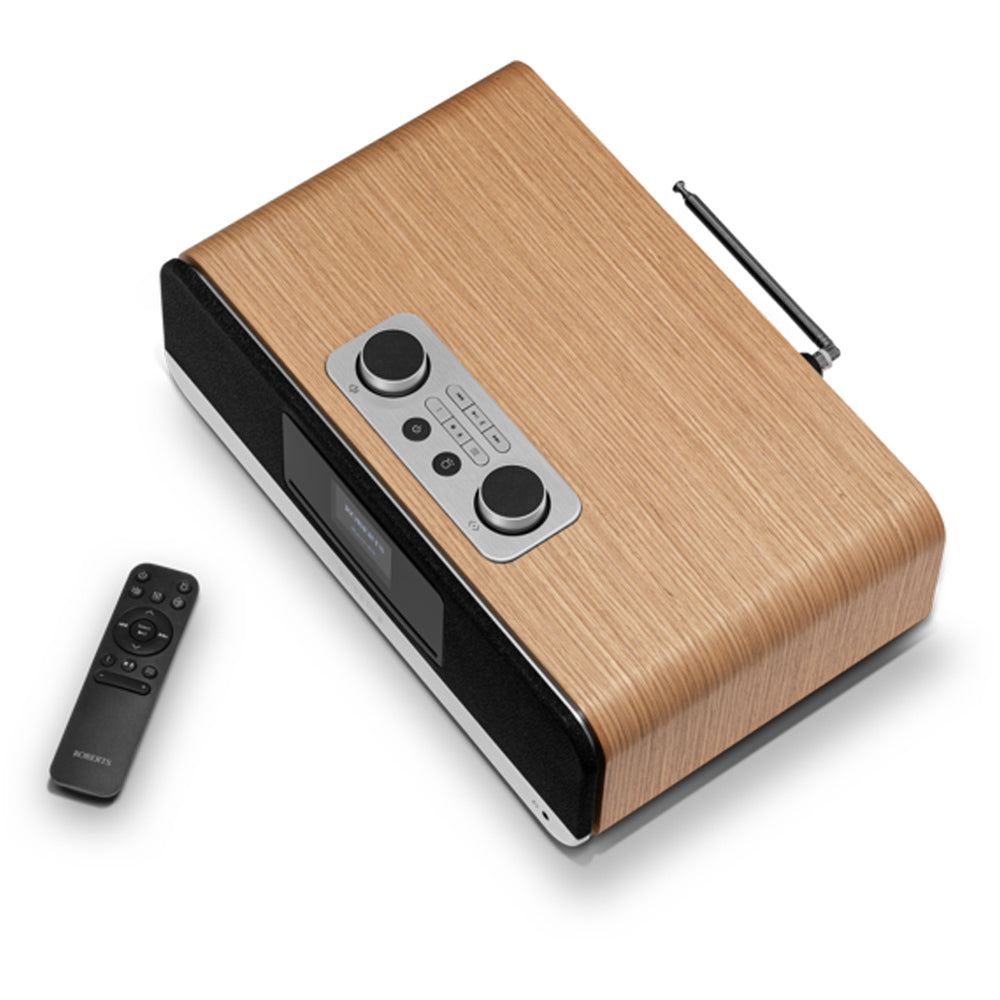 Roberts Stylus Luxe Direct Drive Turntable and Blutune 300L DAB+ BT CD USB Sound System Wood HiFi Package