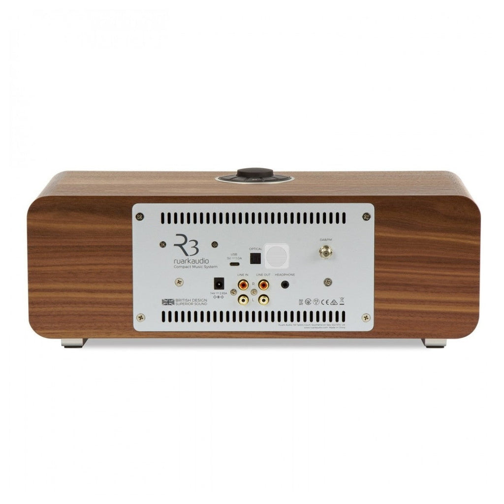 Ruark R3S Music System in Rich Walnut Veneer with Slate Grey Fabric Grille
