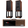 Ruark R610 Music Console and Wharfedale Linton Heritage Standmount Speakers with Matching Stands - Walnut