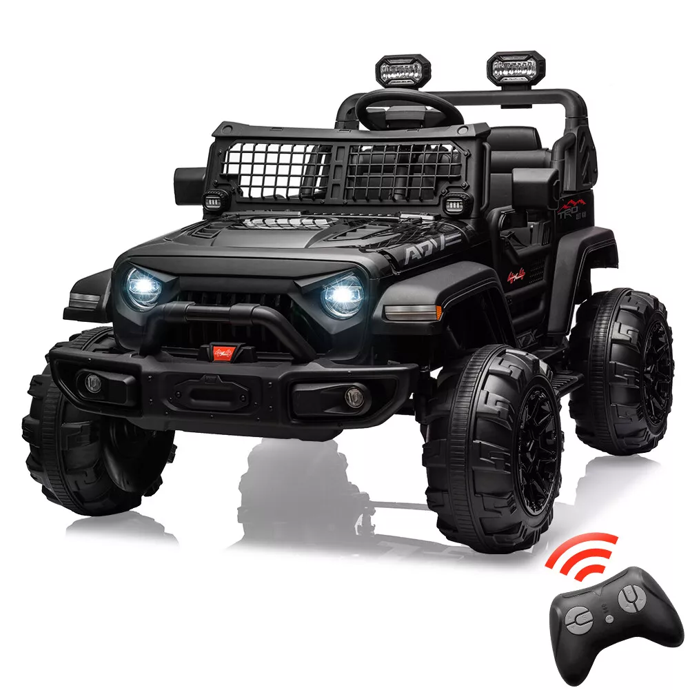 Garvee Ride - P Series: 2 Seaters Kids Ride On Truck With Remote Control,20“ Large Seat Ride On Car for Toddlers, 24V 9AH Electric Vehicle Car With Led Light,Large Storage Space, Bottle Holder,Music, Horn for 3-8 Years,Black