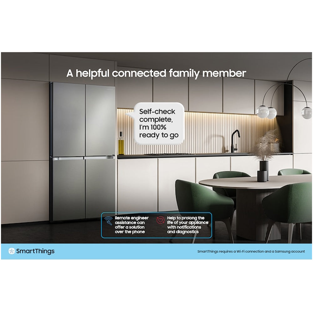 Samsung Bespoke AI RS90F66BETEU Plumbed American Fridge Freezer with Family Hub Silver
