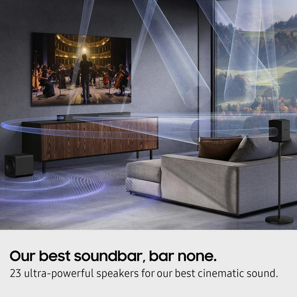 Samsung HW-Q990F 11.1.4ch Q-Series Soundbar with Wireless Subwoofer and Rear Speakers in Titan Black 2025