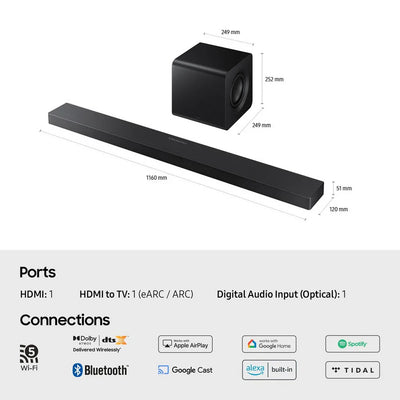 Samsung QE55S95FATXXU 55 Inch OLED S95F 4K UHD HDR Smart AI TV with HW-QS700F 3.1.2ch Q-Series Soundbar Bundle