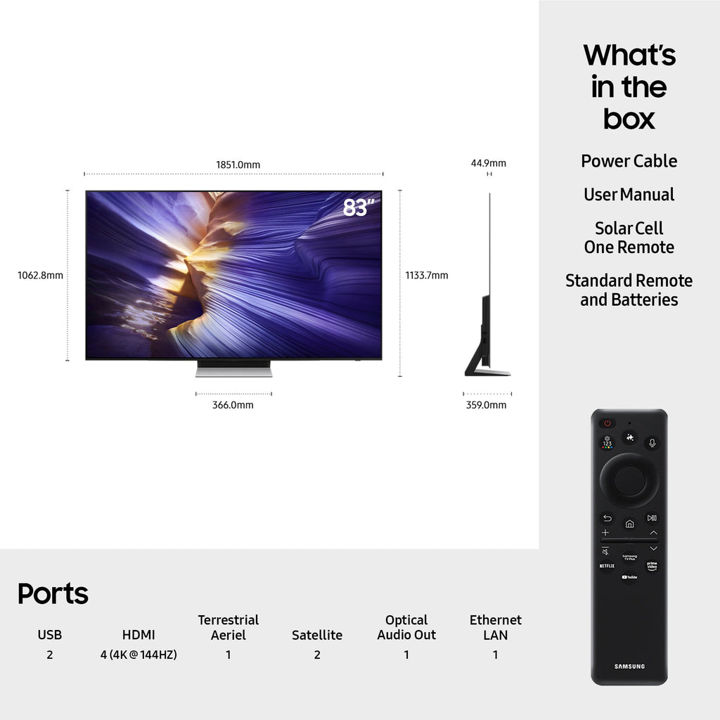 Samsung QE83S90FAEXXU 83 Inch S90F 4K OLED Ultra HD HDR Smart AI TV