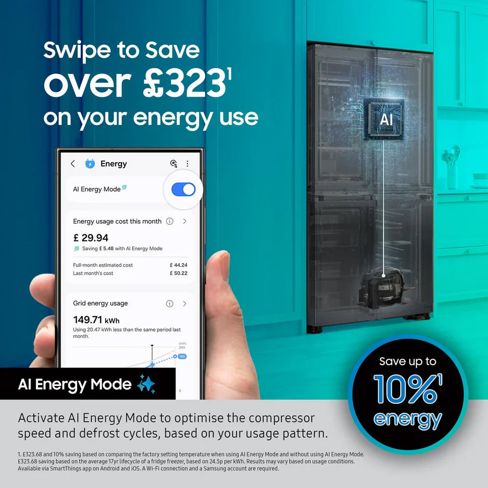 Samsung RF50C532EB1 Series 7 SpaceMax American Style Smart Fridge Freezer Black