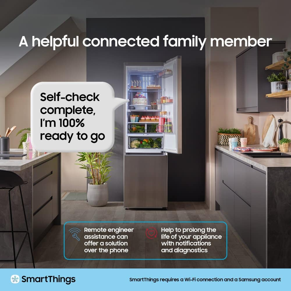 Samsung Series 6 RB38C636DB1EU SpaceMax Non Plumbed Frost Free Smart Fridge Freezer Black Stainless