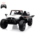Garvee Ride - P Series: 24V 2-Seater Ride-On UTV: Remote Control, 4WD Motors, 21" Seats + Foldable Seat, 15.4" EVA Wheels, Music, LED Lights, 140lb Max Load - White