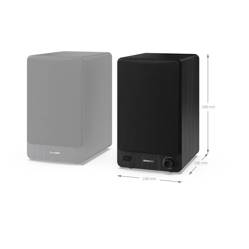 Sharp CP-SS30 BK Bluetooth 2-way Active Bookshelf Speakers Pair Black - Clearance