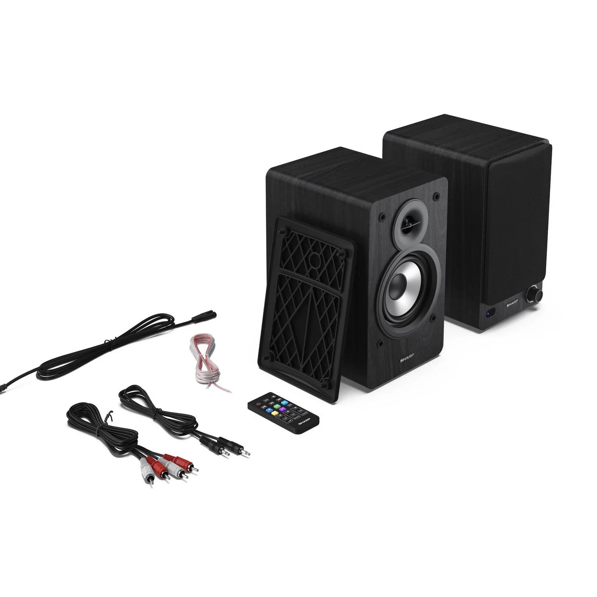 Sharp RP-TT100 Fully Automatic Bluetooth Turntable with CP-SS30 BK Active Bookshelf Speakers Pair - Black