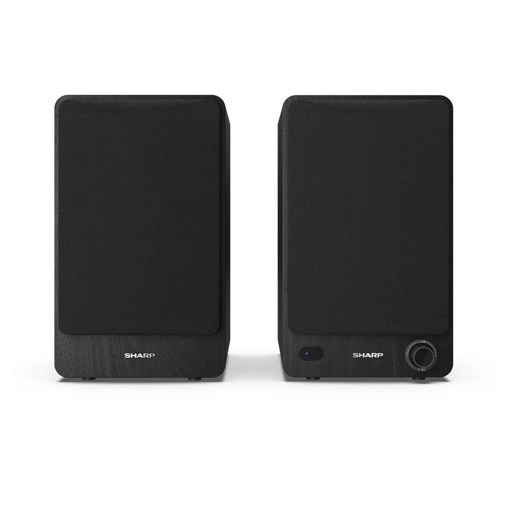 Sharp RP-TT100 Fully Automatic Bluetooth Turntable with CP-SS30 BK Active Bookshelf Speakers Pair - Black