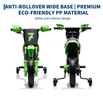 Garvee Safe 6V Electric Ride-On Motorcycle for Kids - Realistic Battery-Powered Toy Bike - Training Wheels, Lights & Sounds - Ideal for Boys & Girls - Green