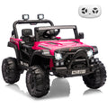 Garvee 12V Kids Ride-On Electric Car – Remote Control, 3 Speeds up to 4.1MPH, Spring Suspension, wireless Music, LED Lights, Safety Locking Doors, 3-Point Harness, Battery Powered Toy for Toddlers Ages 3-5 – Rose Red