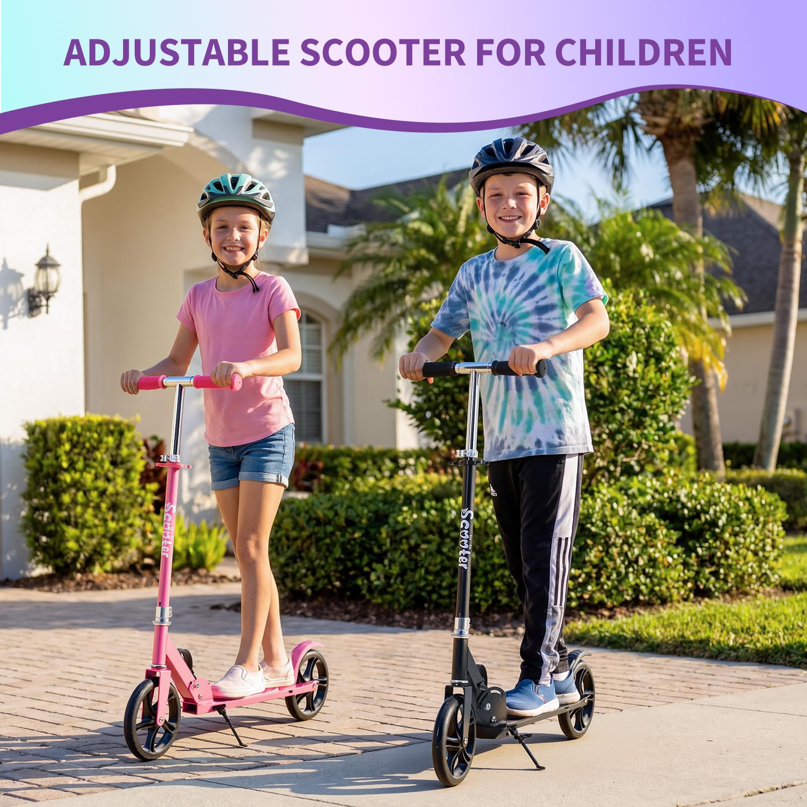 Garvee Kick Scooter for Teens Adults Kids 6+ - 220LB Capacity, 3-Level Adjustable Handlebar, Aluminum Alloy Frame, Foldable, 8" PU Wheels, Outdoor Sports
