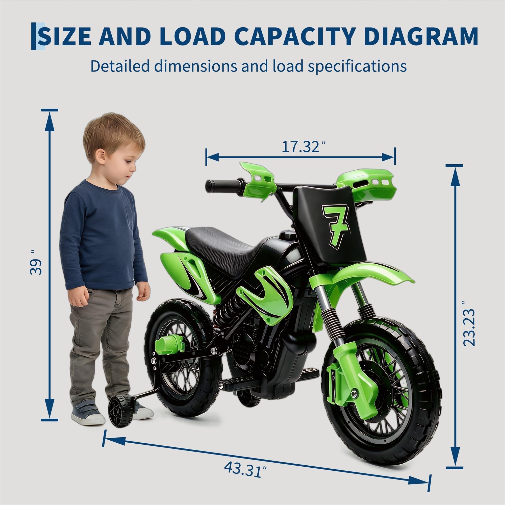 Garvee Safe 6V Electric Ride-On Motorcycle for Kids - Realistic Battery-Powered Toy Bike - Training Wheels, Lights & Sounds - Ideal for Boys & Girls - Green