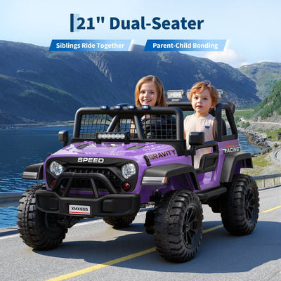Garvee Ride - P Series: 2 Seater Ride On Car for Kids, 24V Electric Truck with Parent Remote Control, Spring Suspension, 2 Speeds, LED Headlight & Music Player, Kids Electric Vehicle for Aged 3-8 Years