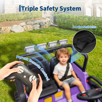 Garvee Ride - P Series: 2 Seater Ride On Car for Kids, 24V Electric Truck with Parent Remote Control, Spring Suspension, 2 Speeds, LED Headlight & Music Player, Kids Electric Vehicle for Aged 3-8 Years