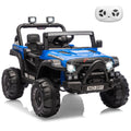 Garvee 12V Kids Electric Ride-On Car – Parent Remote Control, 3-Point Harness, Locking Doors, Spring Suspension, wireless Music, LED Lights, 3 Speeds up to 4.1MPH, Battery Powered Toy Vehicle for Toddlers Boys Girls – Blue