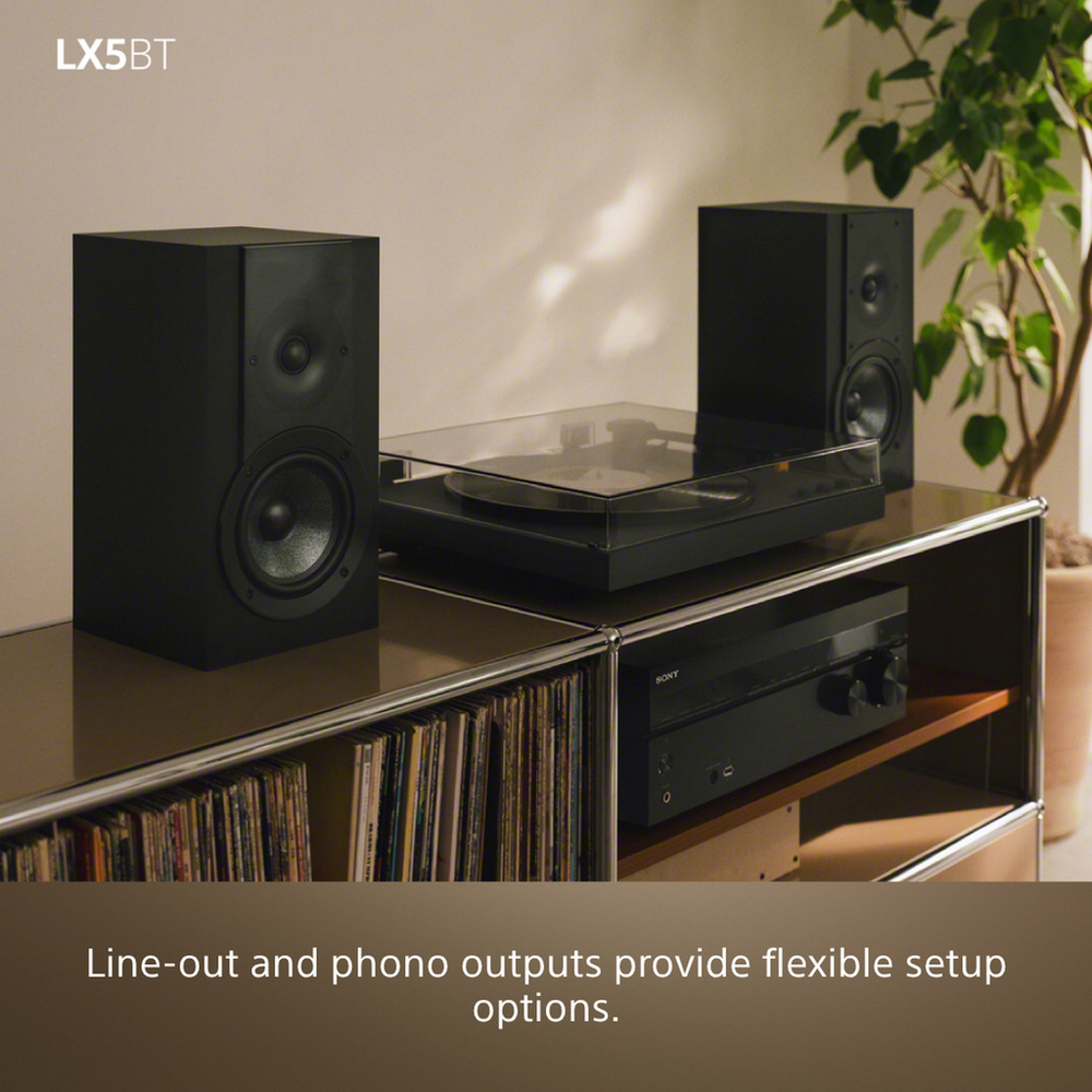 Sony PSLX5BT.CEK Fully Automatic Belt Drive Wireless Bluetooth Turntable with Auto Playback Pure Black