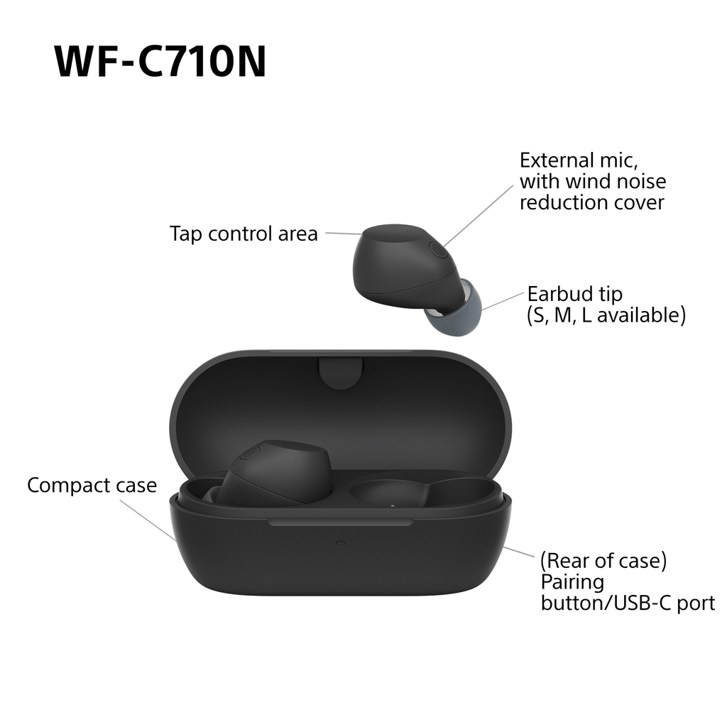 Sony WFC-710N Wireless Noise Cancelling Bluetooth Earbuds Black
