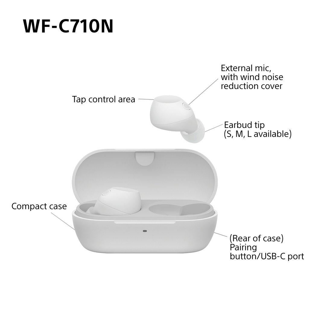 Sony WFC-710N Wireless Noise Cancelling Bluetooth Earbuds White