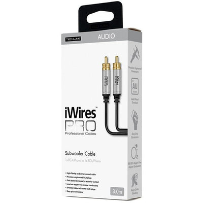 Techlink 711053 iWires PRO High-Fidelity Subwoofer Cable 1 RCA to 1 RCA - 3 metres