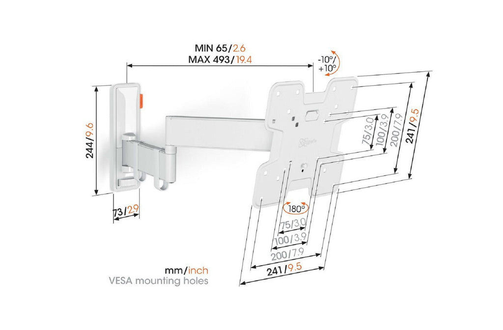 Vogels Comfort TVM 3245 Full-Motion TV Wall Mount for TVs 19 - 43 inches White - Ex-Display Clearance