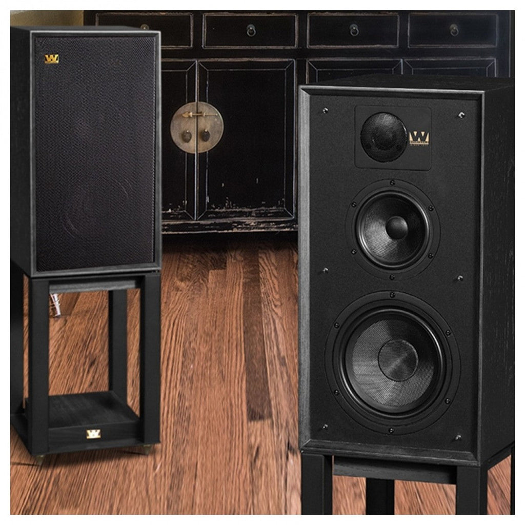 Wharfedale Linton Heritage Standmount Speakers with Matching Stands - Black Oak