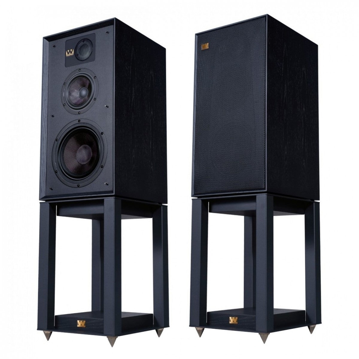 Wharfedale Linton Heritage Standmount Speakers with Matching Stands - Black Oak