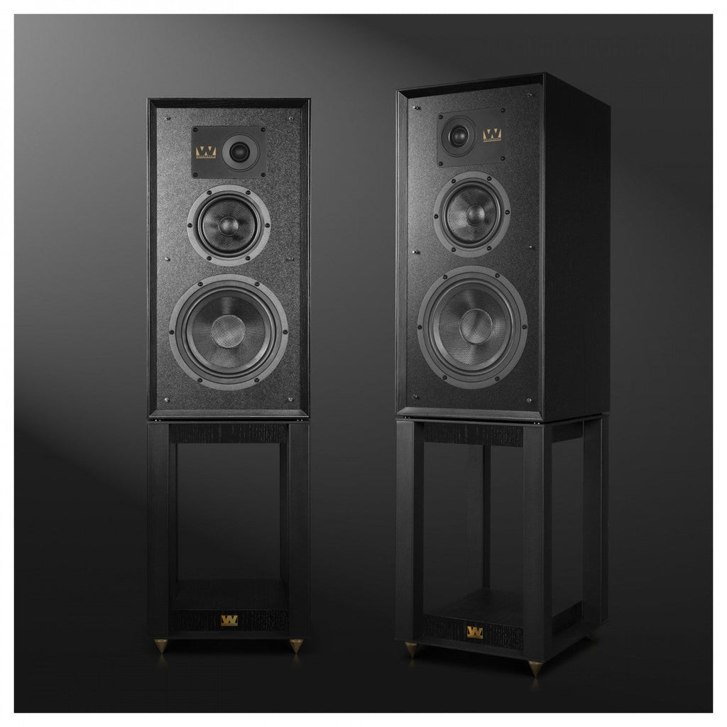 Wharfedale Super Linton Heritage Standmount Speakers with Matching Stands - Black Oak