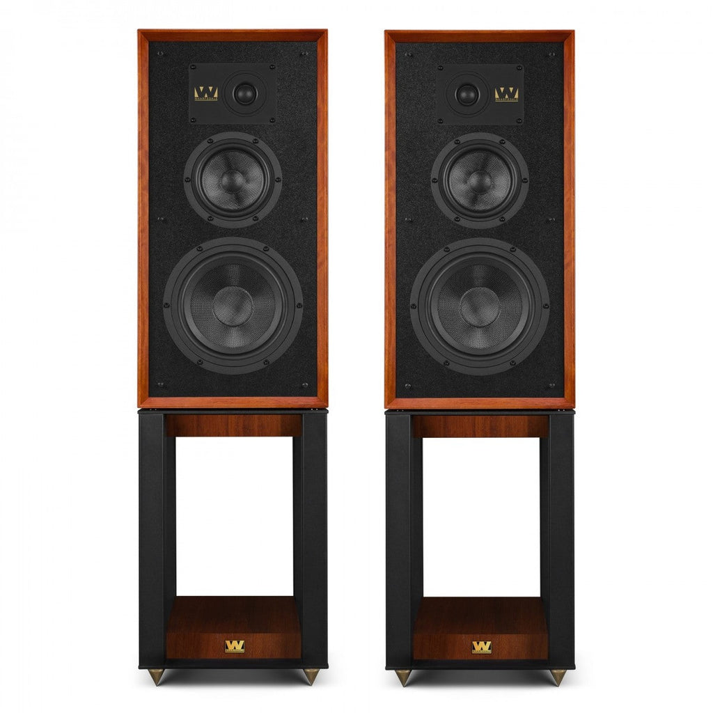 Wharfedale Super Linton Heritage Standmount Speakers with Matching Stands - Mahogany