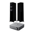 Wiim Amp Space Grey with Wharfedale Diamond 12.3 Floorstanding Speakers Pair Package Black