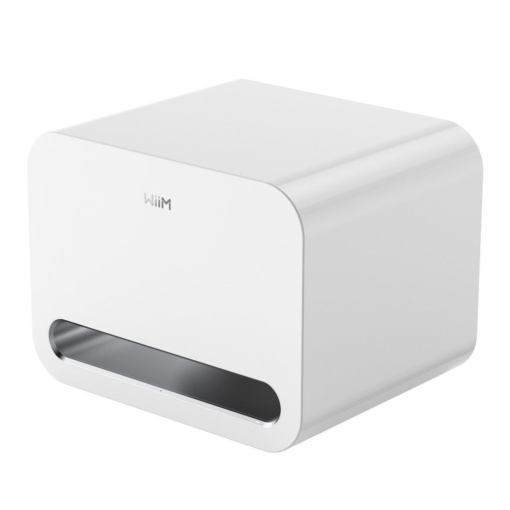WiiM AMP ULTRA Streaming Amp Silver with WiiM Sound Mulitroom Speakers Pair & Sub Pro Subwoofer White HiFi Package