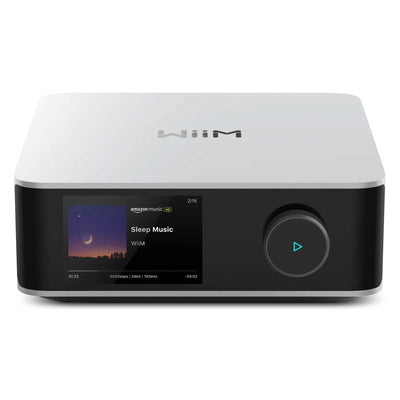 WiiM Amp Ultra Streaming Amplifier Silver with Monitor Audio Bronze 50 7G Bookshelf Speakers White Pair