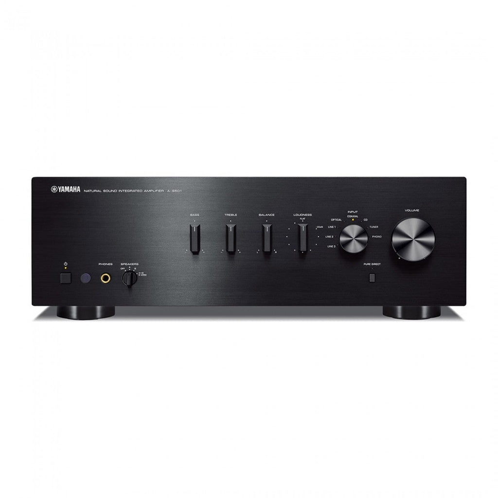 Yamaha AS501 Integrated Stereo Amplifier with Acoustic Energy AE100 MK2 Bookshelf Speakers Pair Walnut HiFi Package